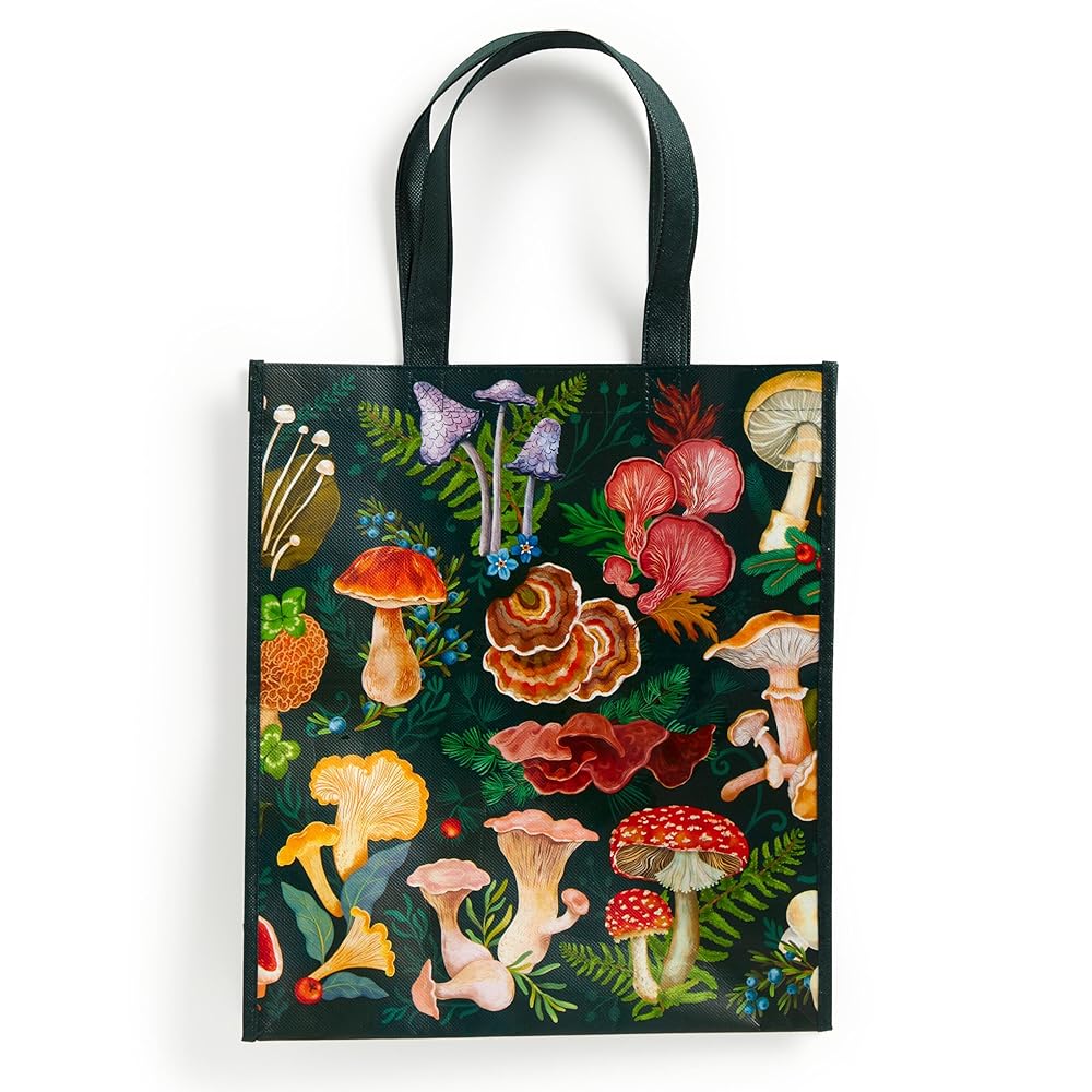Galison World Of Mushrooms Reusable Shopping Bag - Environmentally Friendly Lightweight Reusable Shopping And Grocery Bag cover image