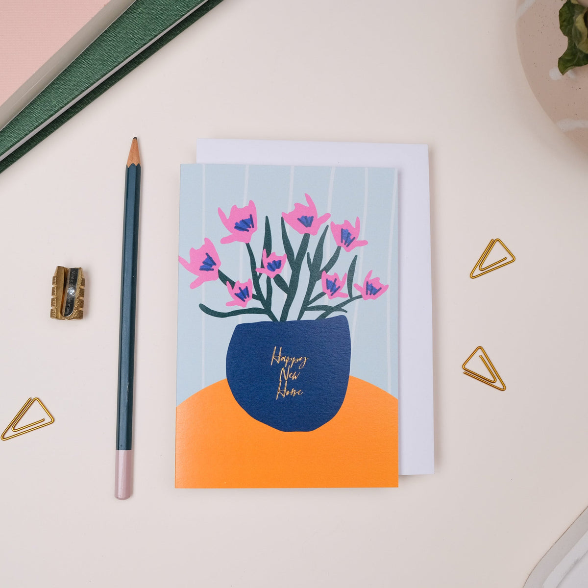 Happy New Home Flower Pot greeting card by Paper in Print