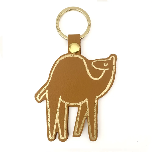 Camel leather key fob, camel