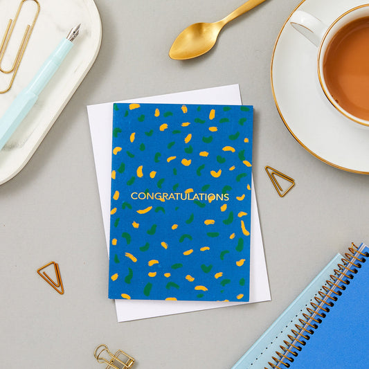 Congratulations Blue greeting card by Paper in Print