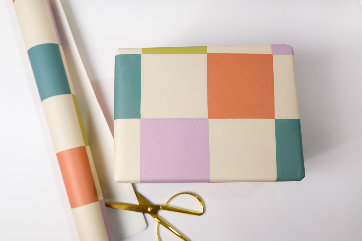 Multi Check Gift Wrap by Paper in Print