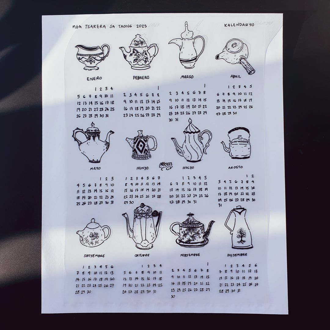 Hotel Notepad Drawings - Teapots of 2025 Calendar Poster