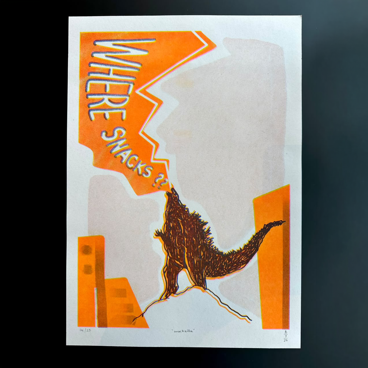 "snackzilla" riso print