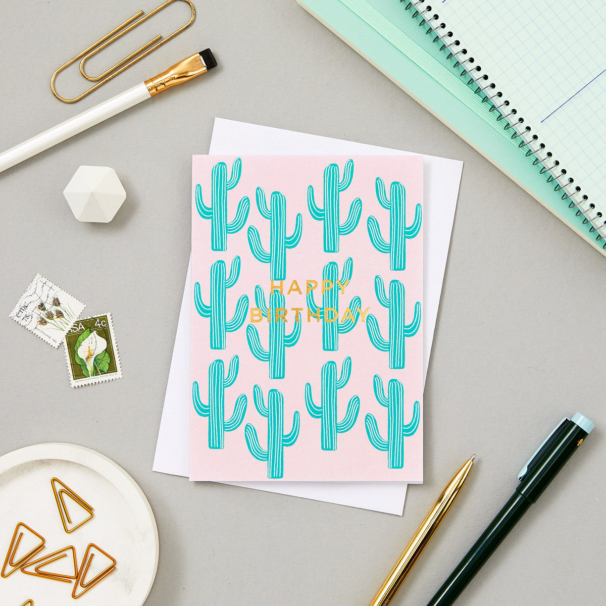 Cactus on Pink greeting card by Paper in Print