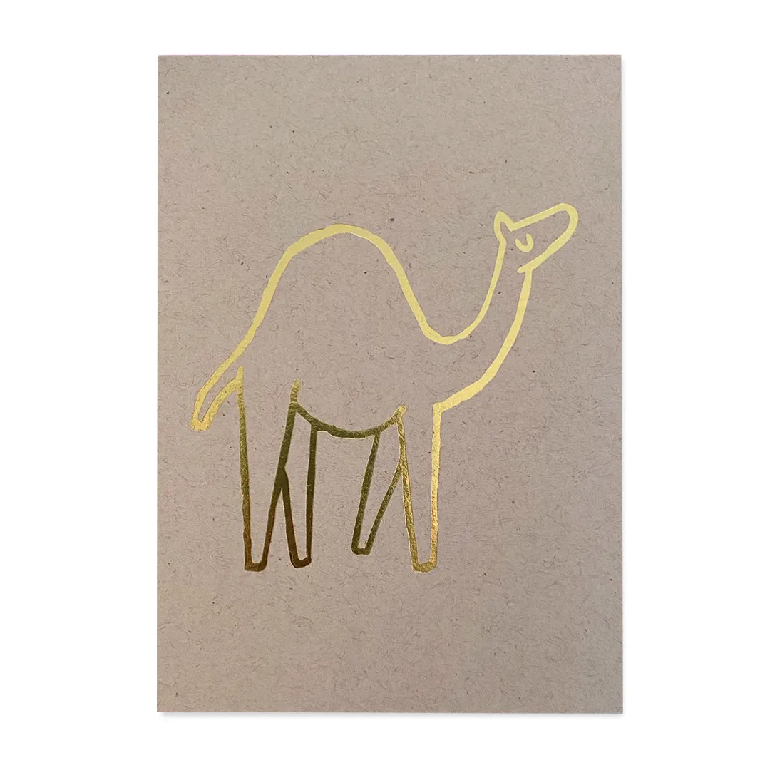 Postcard, camel gold on kraft