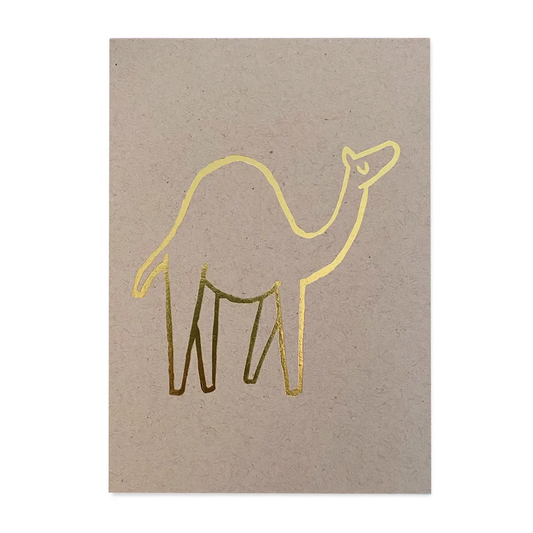 Postcard, camel gold on kraft