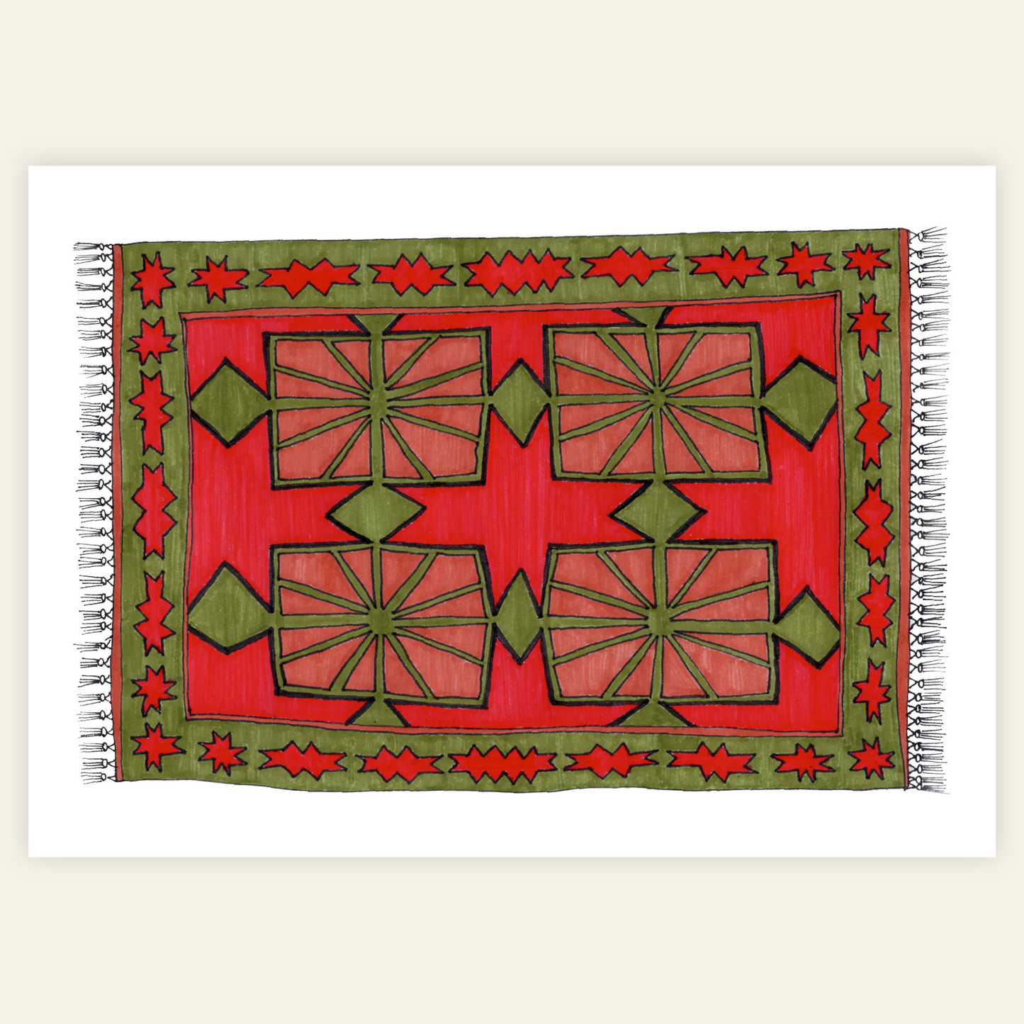 Red & Green Rug Fine Art Print
