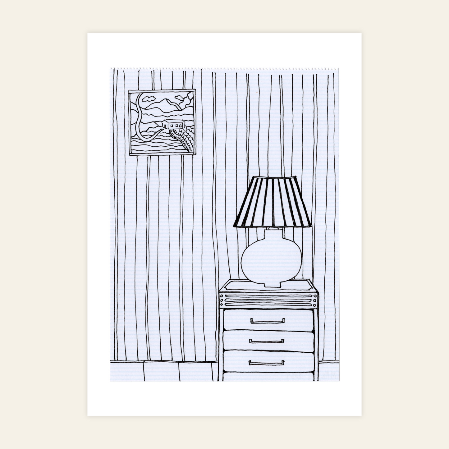 Striped Bedroom Fine Art Print