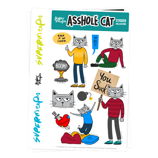 Supermeeps Character Sticker Sheet – Asshole Cat