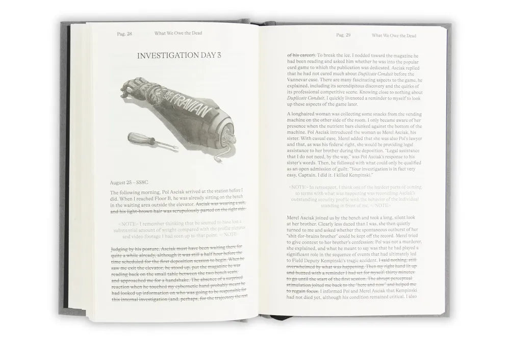 What We Owe the Dead: An experimental detective novel set in a dystopian society