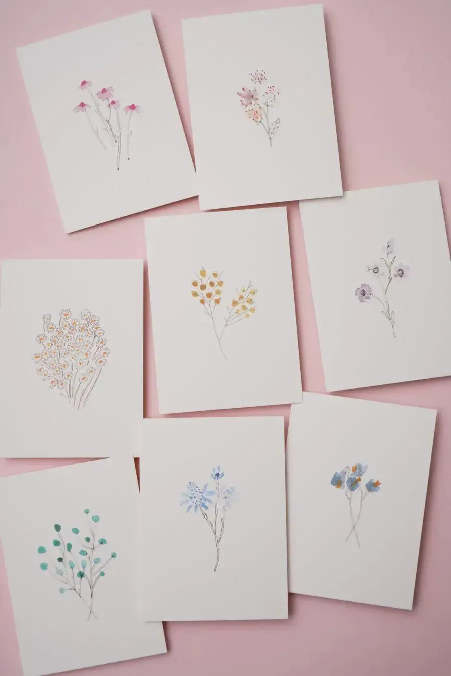 Wild Flower set o 8 Greeting cards